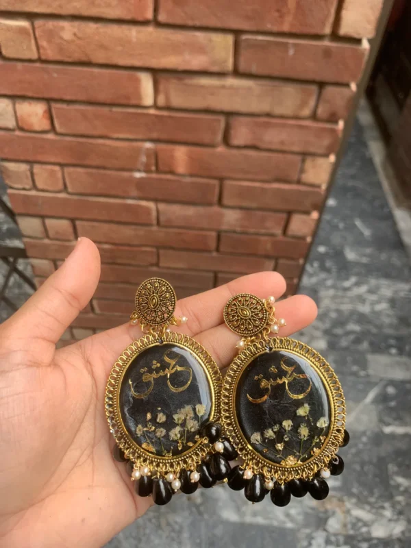Ishq Jhumka Earings,Resin Earrings,Customize