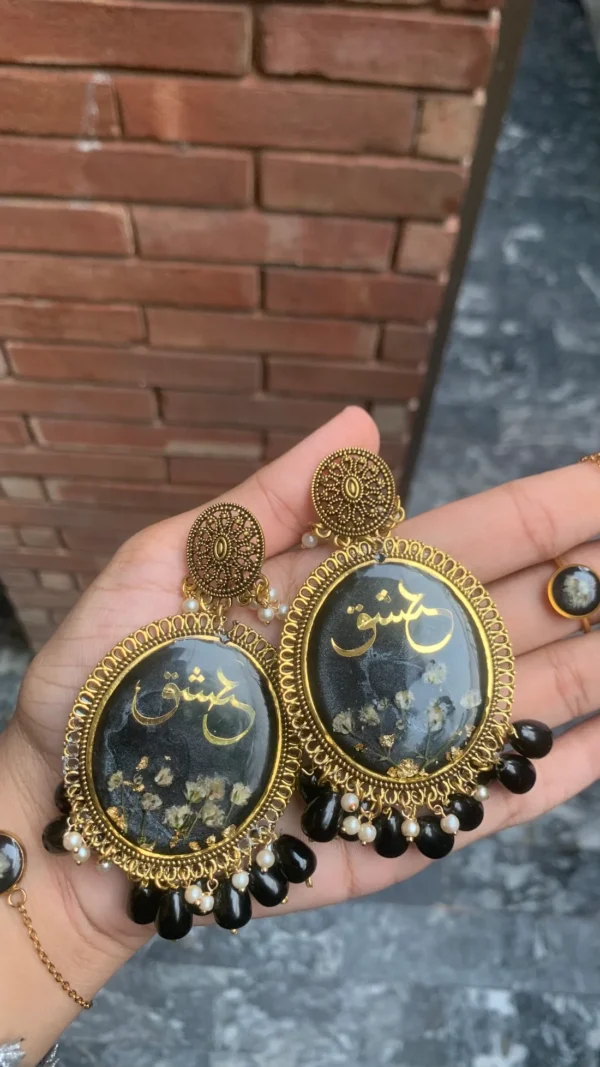 Ishq Jhumka Earings,Resin Earrings,Customize - Image 2
