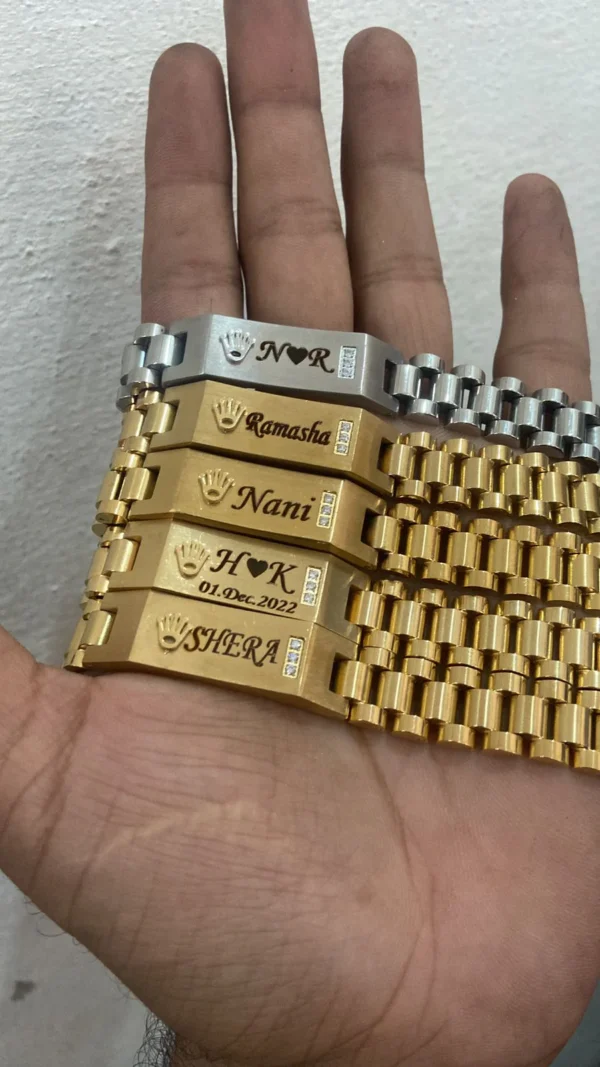 Engraved Rolex Style Bracelet for Men - Image 2